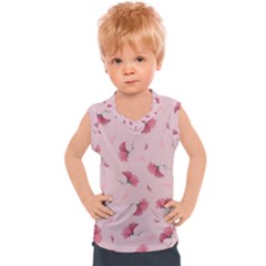 Flowers Pattern Pink Background Kids  Sport Tank Top