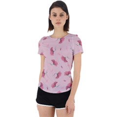 Flowers Pattern Pink Background Back Cut Out Sport Tee