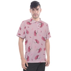 Flowers Pattern Pink Background Men s Polo Tee