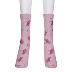 Flowers Pattern Pink Background Crew Socks