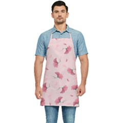 Flowers Pattern Pink Background Kitchen Apron