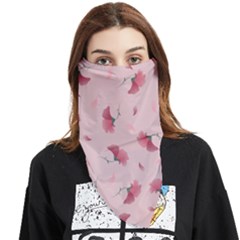 Flowers Pattern Pink Background Face Covering Bandana (Triangle)