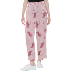 Flowers Pattern Pink Background Women s Pants 