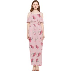 Flowers Pattern Pink Background Draped Sleeveless Chiffon Jumpsuit