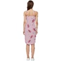 Flowers Pattern Pink Background Wrap Frill Dress View4