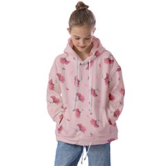 Flowers Pattern Pink Background Kids  Oversized Hoodie