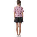 Flowers Pattern Pink Background Kids  Butterfly Cutout Tee View2