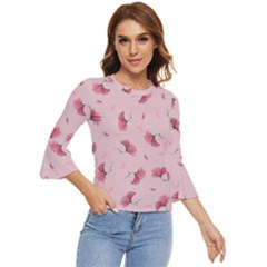 Flowers Pattern Pink Background Bell Sleeve Top