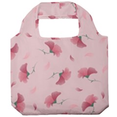 Flowers Pattern Pink Background Foldable Grocery Recycle Bag