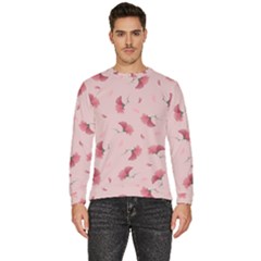 Flowers Pattern Pink Background Men s Fleece Sweatshirt