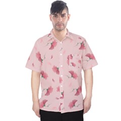 Flowers Pattern Pink Background Men s Hawaii Shirt