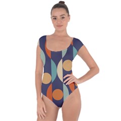 Mid Century Vintage Retro Geometric Short Sleeve Leotard 