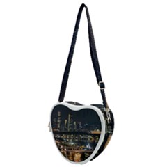 Seoul Building City Night View Heart Shoulder Bag by Wegoenart