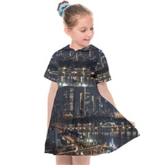 Seoul Building City Night View Kids  Sailor Dress by Wegoenart