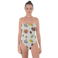 Autumn Fall Animals Nature Season Tie Back One Piece Swimsuit by Wegoenart