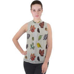 Autumn Fall Animals Nature Season Mock Neck Chiffon Sleeveless Top by Wegoenart