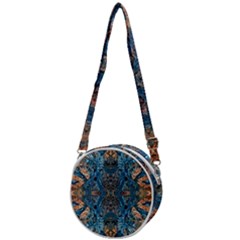 Lapislazuli Arabesque  Crossbody Circle Bag by kaleidomarblingart