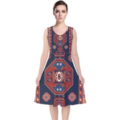 Armenian Old Carpet  V-neck Midi Sleeveless Dress  by Gohar
