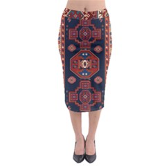 Armenian Old Carpet  Midi Pencil Skirt