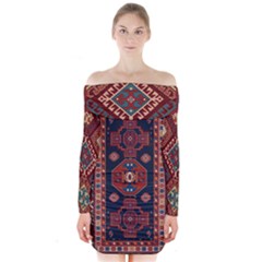 Armenian Old Carpet  Long Sleeve Off Shoulder Dress by Gohar