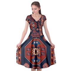 Armenian Old Carpet  Cap Sleeve Wrap Front Dress