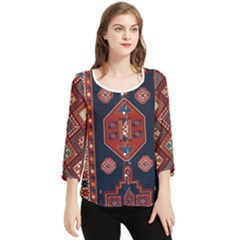 Armenian Old Carpet  Chiffon Quarter Sleeve Blouse by Gohar