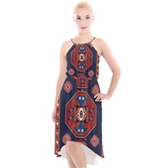 Armenian Old Carpet  High-Low Halter Chiffon Dress 