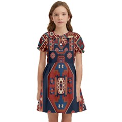 Armenian Old Carpet  Kids  Bow Tie Puff Sleeve Dress