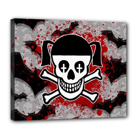 Vamp Goth Skull Deluxe Canvas 24  X 20  (stretched) by GothicPunkNZ