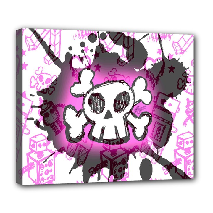 Pink Cartoon Skull Deluxe Canvas 24  x 20  (Stretched)