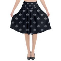 Royalty Crown Graphic Motif Pattern Flared Midi Skirt by dflcprintsclothing