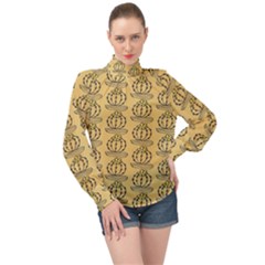 Cactus High Neck Long Sleeve Chiffon Top by ConteMonfrey