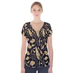 Natura Premium Golden Leaves Short Sleeve Front Detail Top by ConteMonfrey