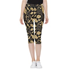 Natura Premium Golden Leaves Inside Out Lightweight Velour Capri Leggings  by ConteMonfrey