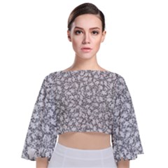 Bacterias Drawing Black And White Pattern Tie Back Butterfly Sleeve Chiffon Top by dflcprintsclothing