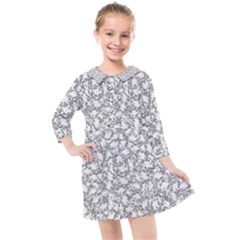 Bacterias Drawing Black And White Pattern Kids  Quarter Sleeve Shirt Dress by dflcprintsclothing