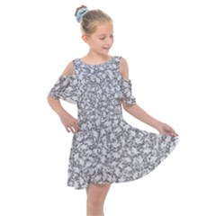 Bacterias Drawing Black And White Pattern Kids  Shoulder Cutout Chiffon Dress by dflcprintsclothing