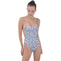 Bacterias Drawing Black And White Pattern Tie Strap One Piece Swimsuit by dflcprintsclothing