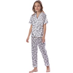 Bacterias Drawing Black And White Pattern Kids  Satin Short Sleeve Pajamas Set by dflcprintsclothing