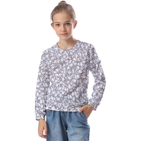 Bacterias Drawing Black And White Pattern Kids  Long Sleeve Tee With Frill  by dflcprintsclothing