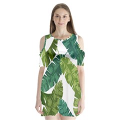 Banana Leaves Tropical Shoulder Cutout Velvet One Piece