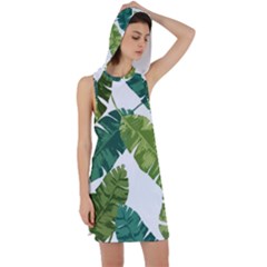 Banana Leaves Tropical Racer Back Hoodie Dress by ConteMonfrey