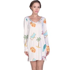 Cool Summer Pattern - Beach Time!   Long Sleeve Nightdress by ConteMonfrey