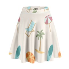 Cool Summer Pattern - Beach Time!   High Waist Skirt by ConteMonfrey