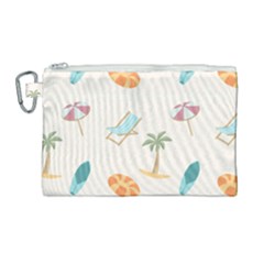 Cool Summer Pattern - Beach Time!   Canvas Cosmetic Bag (large) by ConteMonfrey