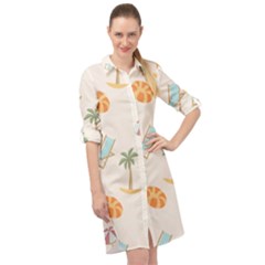 Cool Summer Pattern - Beach Time!   Long Sleeve Mini Shirt Dress by ConteMonfrey