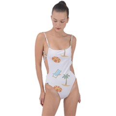 Cool Summer Pattern - Beach Time!   Tie Strap One Piece Swimsuit by ConteMonfrey