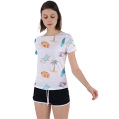 Cool Summer Pattern - Beach Time!   Back Circle Cutout Sports Tee by ConteMonfrey
