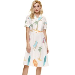 Cool Summer Pattern - Beach Time!   Button Top Knee Length Dress by ConteMonfrey