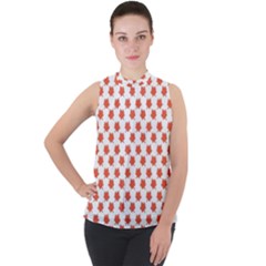 Maple Leaf   Mock Neck Chiffon Sleeveless Top by ConteMonfrey